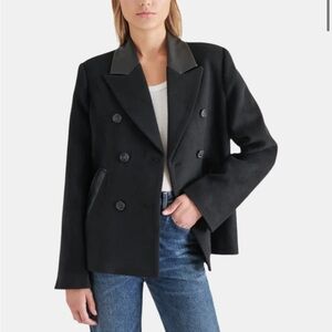 Steve Madden Black Double-Breasted PeaCoat 🧥 in Black